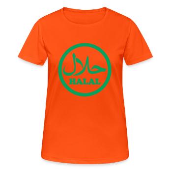 Halal Wallah - Frauen T-Shirt atmungsaktiv - Neonorange - Vorne - AI Model Female 172 dark (172cm)