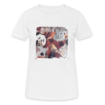Collage animal dog, bird, rabbit, cat child - Women's Breathable T-Shirt - white - Front - AI Model Female 172 dark (172cm)