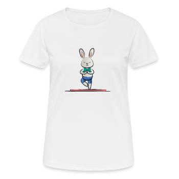Yoga-Hase - Frauen T-Shirt atmungsaktiv - Weiß - Vorne - AI Model Female 172 dark (172cm)