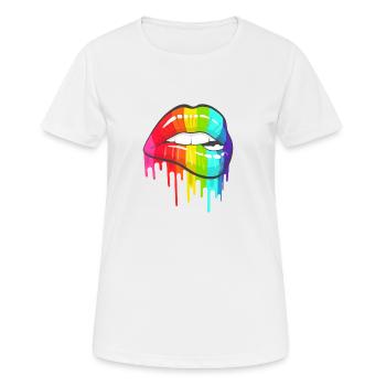 Lèvres arc-en-ciel - T-shirt respirant Femme - blanc - Devant - AI Model Female 172 dark (172cm)