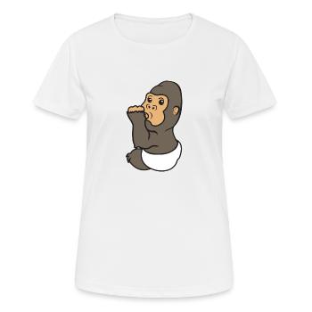 Doux animaux Gorille pouce sucer bébé cadeau - T-shirt respirant Femme - blanc - Devant - AI Model Female 172 dark (172cm)