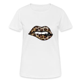 Lèvres léopard - T-shirt respirant Femme - blanc - Devant - AI Model Female 172 dark (172cm)