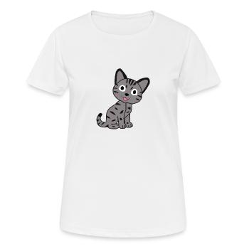Cat - Frauen T-Shirt atmungsaktiv - Weiß - Vorne - AI Model Female 172 dark (172cm)