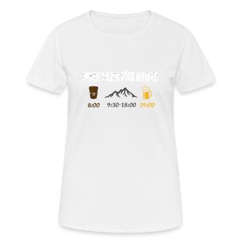 Mein Plan für heute Berge Bier Kaffee Alkohol - Frauen T-Shirt atmungsaktiv - Weiß - Vorne - AI Model Female 172 dark (172cm)