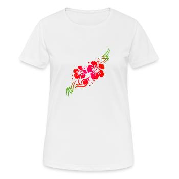 Idée de cadeau de tatouage tribal de fleur d'hibiscus hawaïen - T-shirt respirant Femme - blanc - Devant - AI Model Female 172 dark (172cm)
