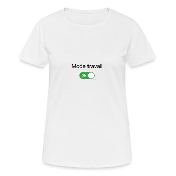 Arbeitsmodus on - Frauen T-Shirt atmungsaktiv - Weiß - Vorne - AI Model Female 172 dark (172cm)