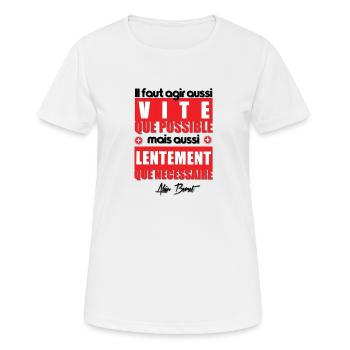 Déconfinement, phrase du ministre Suisse A.Berset - T-shirt respirant Femme - blanc - Devant - AI Model Female 172 dark (172cm)