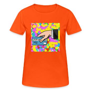 Carte de crédit Pop Color Tie Dye Background Cool - T-shirt respirant Femme - orange néon - Devant - AI Model Female 172 dark (172cm)