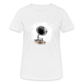 Tourne-disques rétro dans le look pulvérisé - T-shirt respirant Femme - blanc - Devant - AI Model Female 172 dark (172cm)