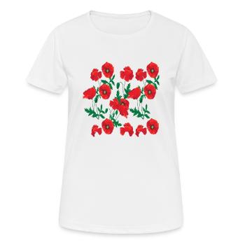 Fleurs Pavot à potins Arbuste Corn poppy flower shrub - T-shirt respirant Femme - blanc - Devant - AI Model Female 172 dark (172cm)