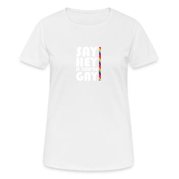 Homosexuality saying Homo Gay Rainbow - Women's Breathable T-Shirt - white - Front - AI Model Female 172 dark (172cm)