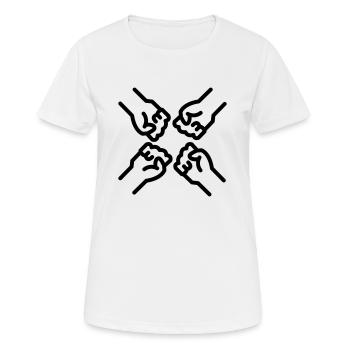 Poing et mains du logo de l'équipe - T-shirt respirant Femme - blanc - Devant - AI Model Female 172 dark (172cm)
