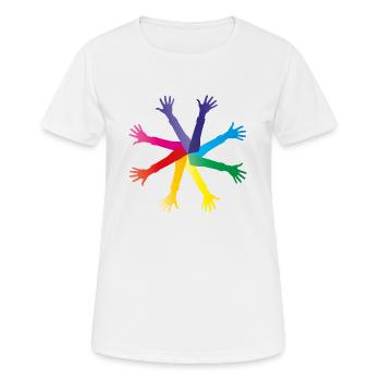 Bunte Hände - Vielfalt und Integration - Frauen T-Shirt atmungsaktiv - Weiß - Vorne - AI Model Female 172 dark (172cm)