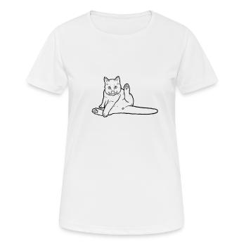 Cat licking butt - Women's Breathable T-Shirt - white - Front - AI Model Female 172 dark (172cm)