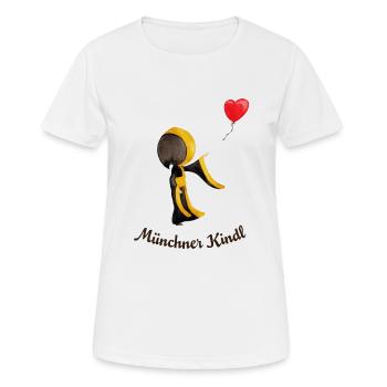 Munich Kindl avec ballon de cœur et texte sombre - T-shirt respirant Femme - blanc - Devant - AI Model Female 172 dark (172cm)