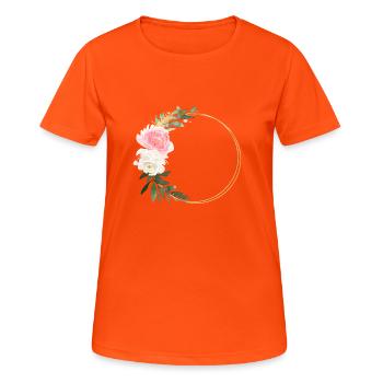 Flowers bouquet circle - customizable - Women's Breathable T-Shirt - neon orange - Front - AI Model Female 172 dark (172cm)