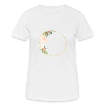 Cercle de bouquet de fleurs - personnalisable - T-shirt respirant Femme - blanc - Devant - AI Model Female 172 dark (172cm)