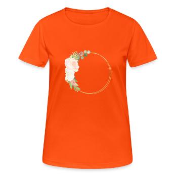 Flowers bouquet circle - customizable - Women's Breathable T-Shirt - neon orange - Front - AI Model Female 172 dark (172cm)