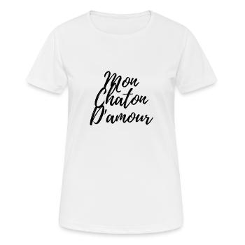 MON CHATON D'AMOUR - T-shirt respirant Femme - blanc - Devant - AI Model Female 172 dark (172cm)