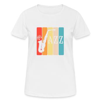 Jazz - Frauen T-Shirt atmungsaktiv - Weiß - Vorne - AI Model Female 172 dark (172cm)