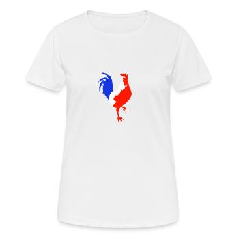 Hahn blau weiß rot - Frauen T-Shirt atmungsaktiv - Weiß - Vorne - AI Model Female 172 dark (172cm)