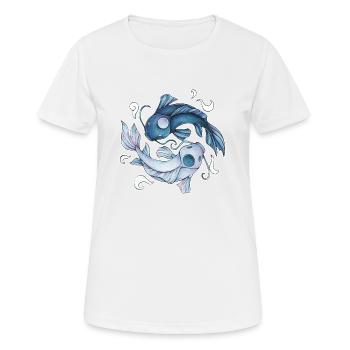Yin Yang Kois - Ying Koi - T-shirt respirant Femme - blanc - Devant - AI Model Female 172 dark (172cm)