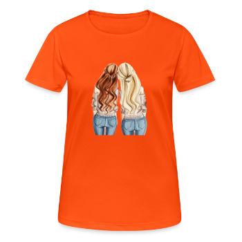 Freunde - Frauen T-Shirt atmungsaktiv - Neonorange - Vorne - AI Model Female 172 dark (172cm)