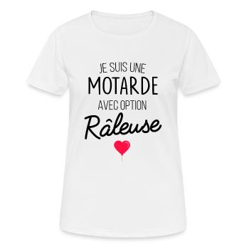je suis une motarde avec option raleuse - T-shirt respirant Femme - blanc - Devant - AI Model Female 172 dark (172cm)
