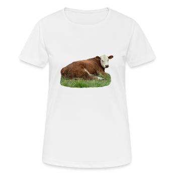 Vache - T-shirt respirant Femme - blanc - Devant - AI Model Female 172 dark (172cm)