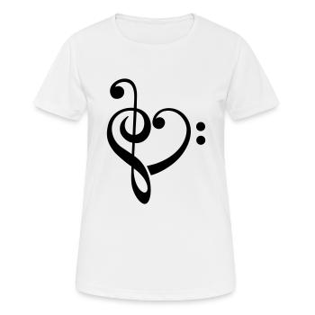 J'aime la musique clé de coeur, clé de fa - T-shirt respirant Femme - blanc - Devant - AI Model Female 172 dark (172cm)