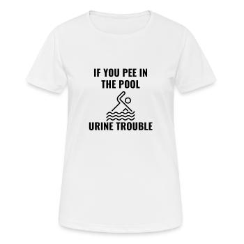Don't 'PEE in the POOL! - Frauen T-Shirt atmungsaktiv - Weiß - Vorne - AI Model Female 172 dark (172cm)