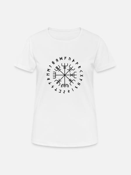 Vegvisir dans le cercle des runes - T-shirt respirant Femme - blanc