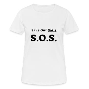 Rette unsere Böden SOS Save Our Soils - Frauen T-Shirt atmungsaktiv - Weiß - Vorne - AI Model Female 172 dark (172cm)