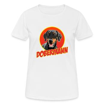 Doberman Pinscher - T-shirt respirant Femme - blanc - Devant - AI Model Female 172 dark (172cm)
