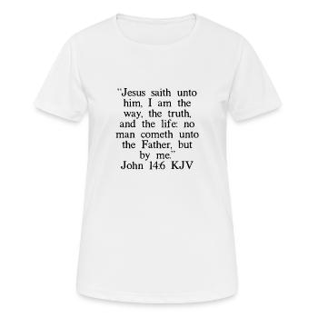 Jean 14: 6 Chinois - T-shirt respirant Femme - blanc - Devant - AI Model Female 172 dark (172cm)