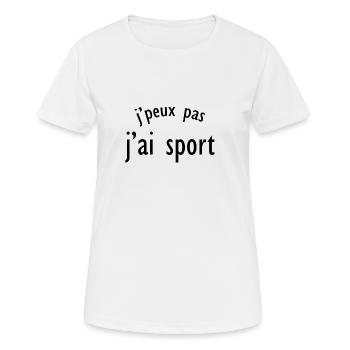MEILLEUR VENTE je peux pas j ai sport - T-shirt respirant Femme - blanc - Devant - AI Model Female 172 dark (172cm)