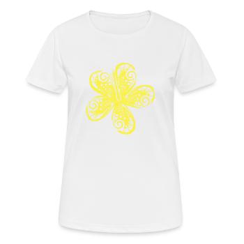 Cadeau de fleurs hawaïennes d'hibiscus hawaïennes - T-shirt respirant Femme - blanc - Devant - AI Model Female 172 dark (172cm)