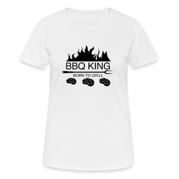 BBQ King - Born to grill - Frauen T-Shirt atmungsaktiv - Weiß - Vorne - AI Model Female 172 dark (172cm)