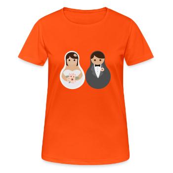 Russland Matrjoschka-Puppen Hochzeitsgeschenk - Frauen T-Shirt atmungsaktiv - Neonorange - Vorne - AI Model Female 172 dark (172cm)