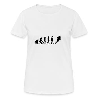Footballspieler im Evolutionsdesign - Frauen T-Shirt atmungsaktiv - Weiß - Vorne - AI Model Female 172 dark (172cm)