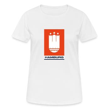 Hambourg logo blason rouge bleu - T-shirt respirant Femme - blanc - Devant - AI Model Female 172 dark (172cm)