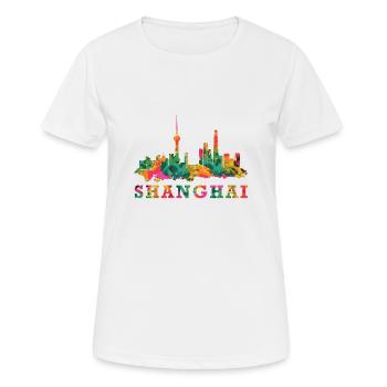 Skyline Shanghai Impression Chine Souvenir Gift - T-shirt respirant Femme - blanc - Devant - AI Model Female 172 dark (172cm)