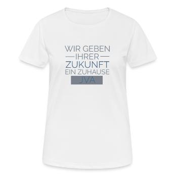 Wir geben ihrer Zukunft ein Zuhause - JVA Knast - Frauen T-Shirt atmungsaktiv - Weiß - Vorne - AI Model Female 172 dark (172cm)