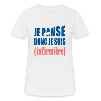 Je panse donc je suis infirmière t-shirt cadeau - T-shirt respirant Femme - blanc - Devant - AI Model Female 172 dark (172cm)