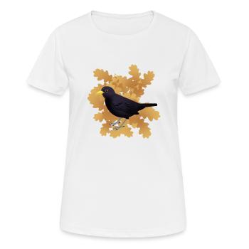 Amsel auf Herbstlaub - Frauen T-Shirt atmungsaktiv - Weiß - Vorne - AI Model Female 172 dark (172cm)