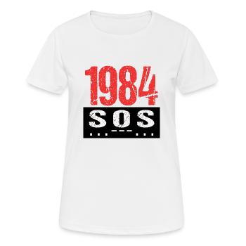 1984 SOS - Frauen T-Shirt atmungsaktiv - Weiß - Vorne - AI Model Female 172 dark (172cm)