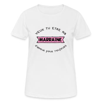 T shirt veux tu être ma marraine? - T-shirt respirant Femme - blanc - Devant - AI Model Female 172 dark (172cm)