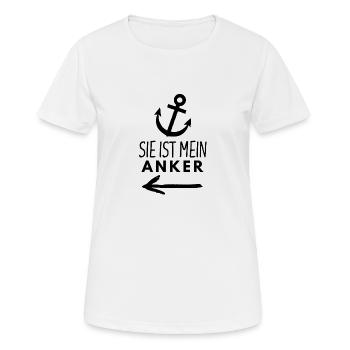 Sie ist mein Anker - Frauen T-Shirt atmungsaktiv - Weiß - Vorne - AI Model Female 172 dark (172cm)