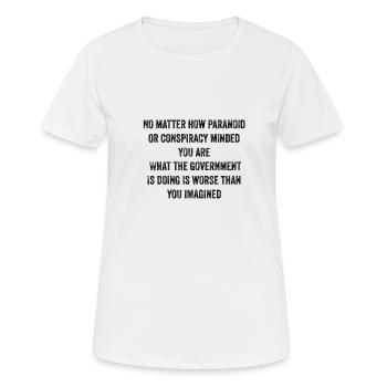 Conspiration d'État profond - T-shirt respirant Femme - blanc - Devant - AI Model Female 172 dark (172cm)