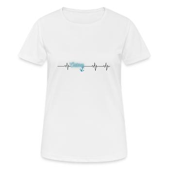Heartbeat mer Baltique / ancre - T-shirt respirant Femme - blanc - Devant - AI Model Female 172 dark (172cm)